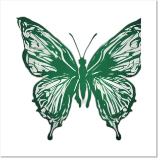 Butterfly Emerald Green Shadow Silhouette Anime Style Collection No. 308 Posters and Art